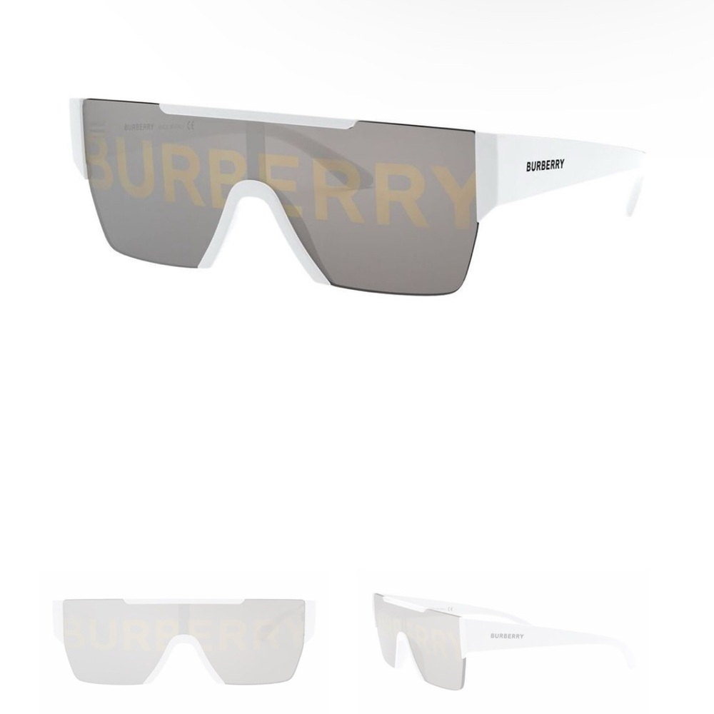 Burberry White Frame Sunglasses with Gray Lenses